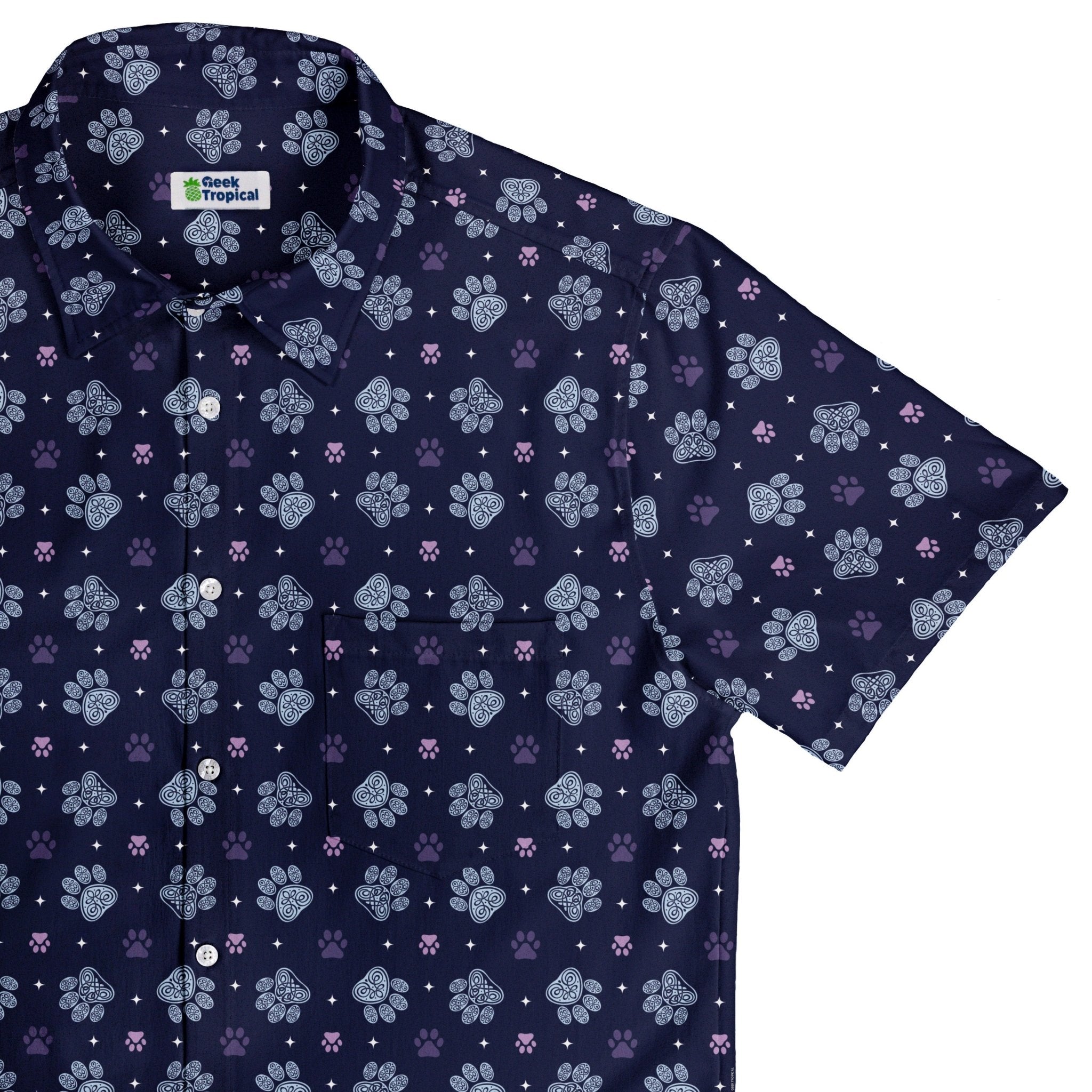 Celtic Knots Paws Blue Button Up Shirt 1