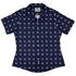 Celtic Knots Paws Blue Curvy Button Up Shirt womens front