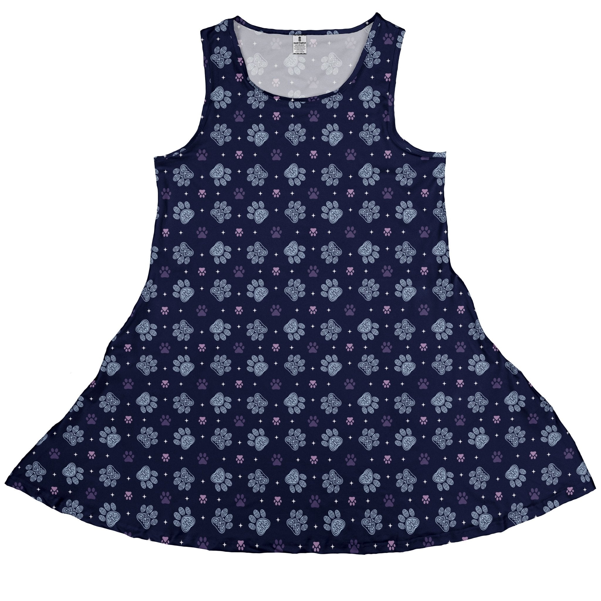 Celtic Knots Paws Blue Sleeveless Dress 1