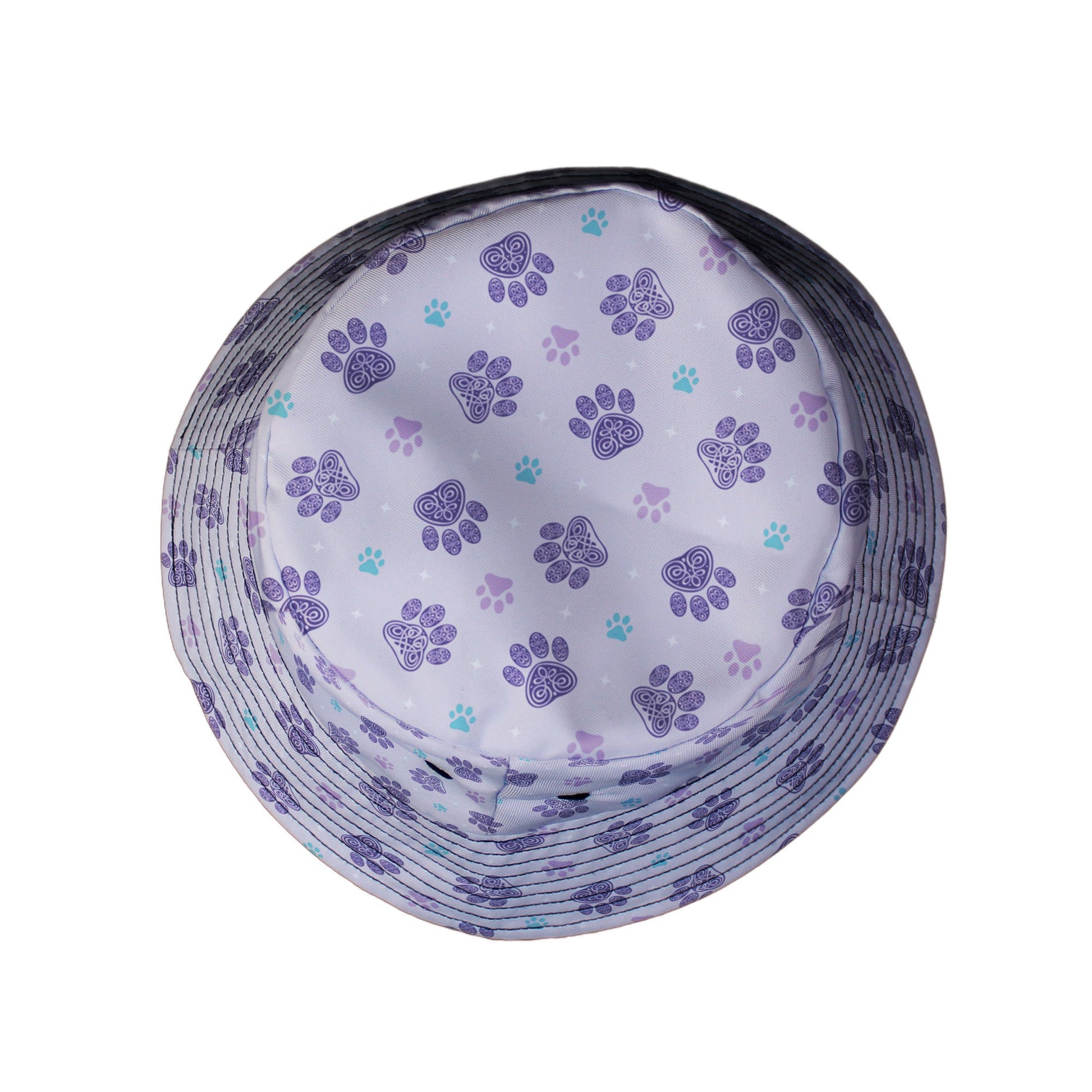 Celtic Knots Paws Lilac Bucket Hat Top View