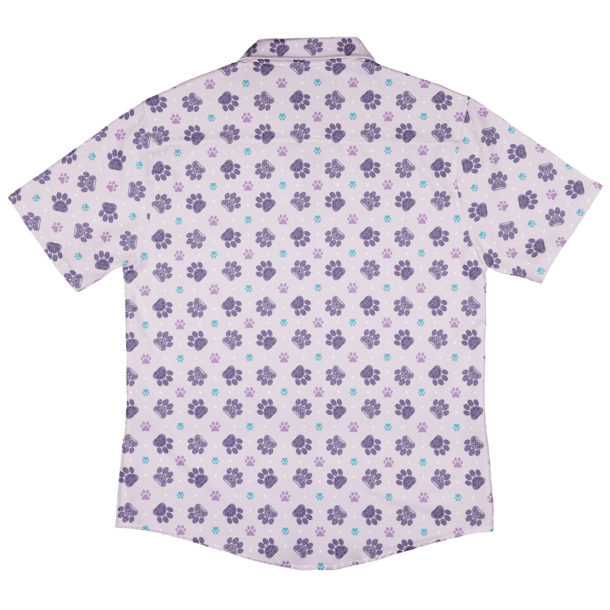 Celtic Knots Paws Lilac Button Up Shirt Back
