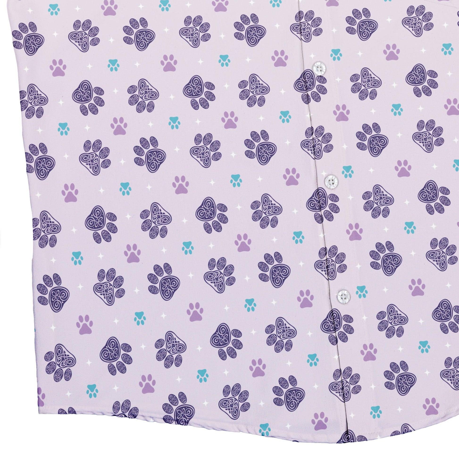 Celtic Knots Paws Lilac Button Up Shirt Bottom Corner