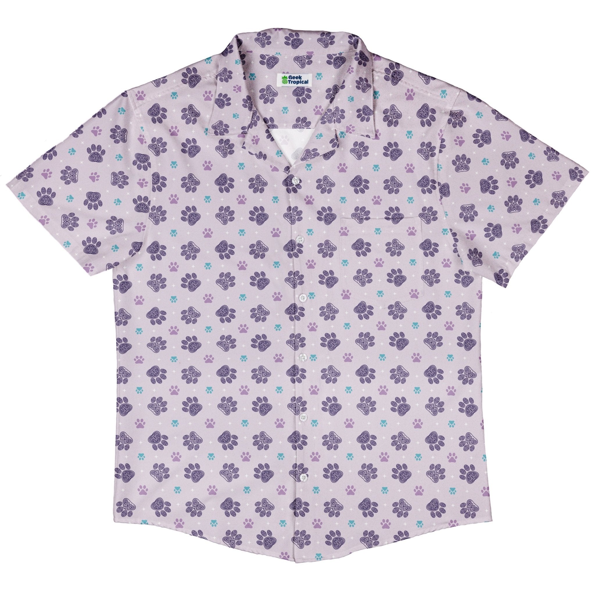 Celtic Knots Paws Lilac Button Up Shirt 5