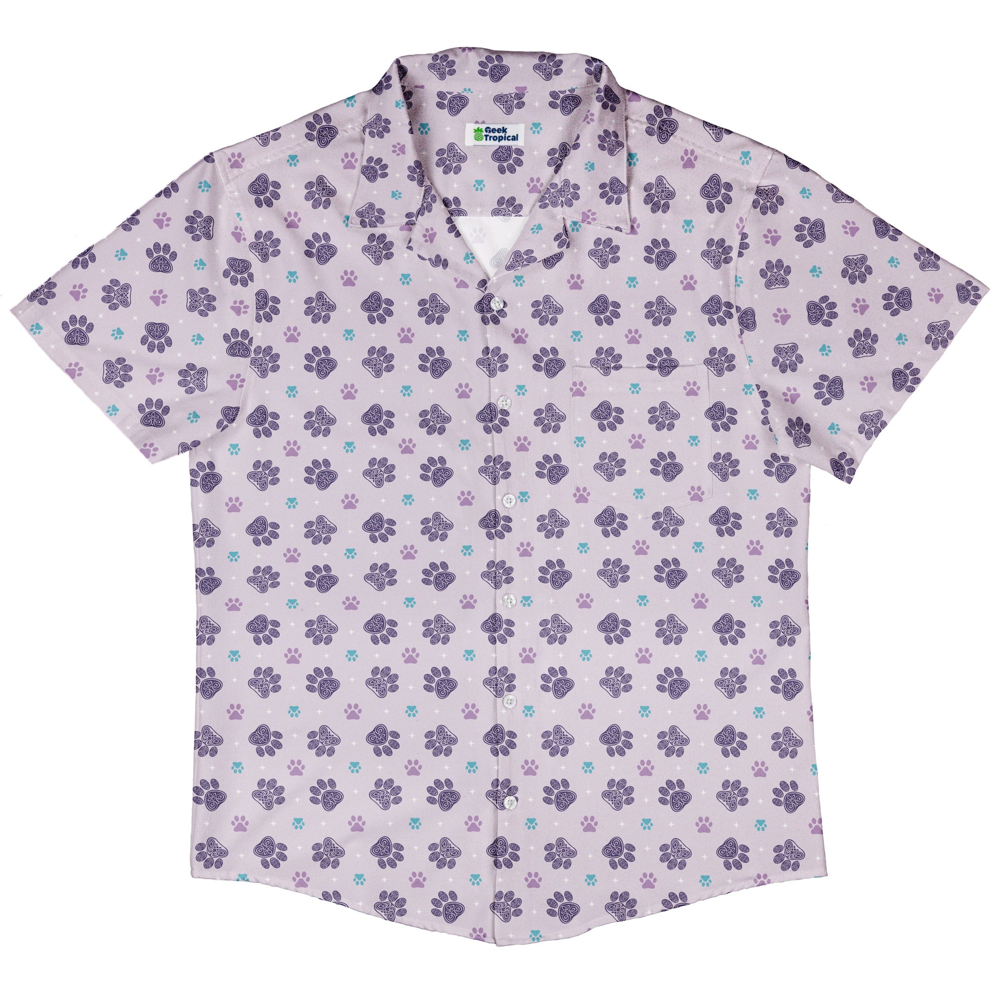 Celtic Knots Paws Lilac Button Up Shirt Hawaiian Front