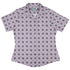 Celtic Knots Paws Lilac Curvy Button Up Shirt womens front