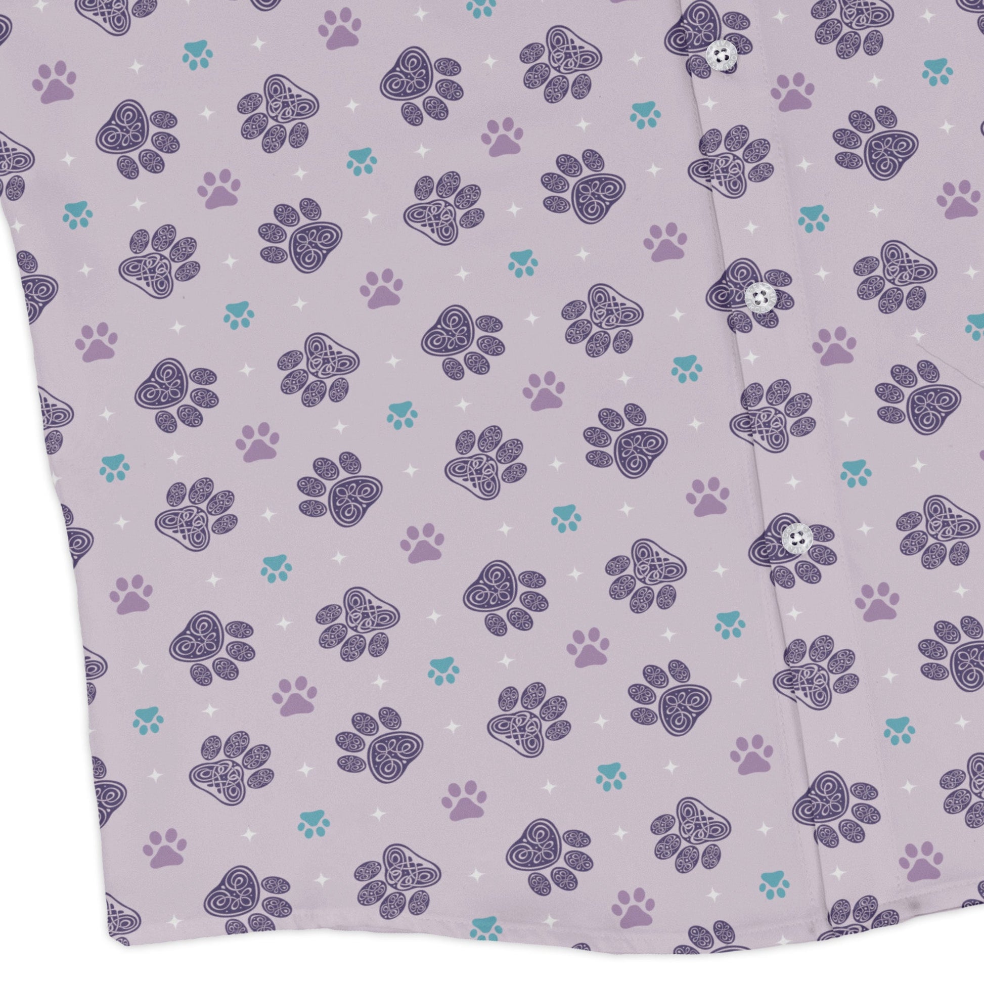 Celtic Knots Paws Lilac Long Sleeve Button Up Shirt corner