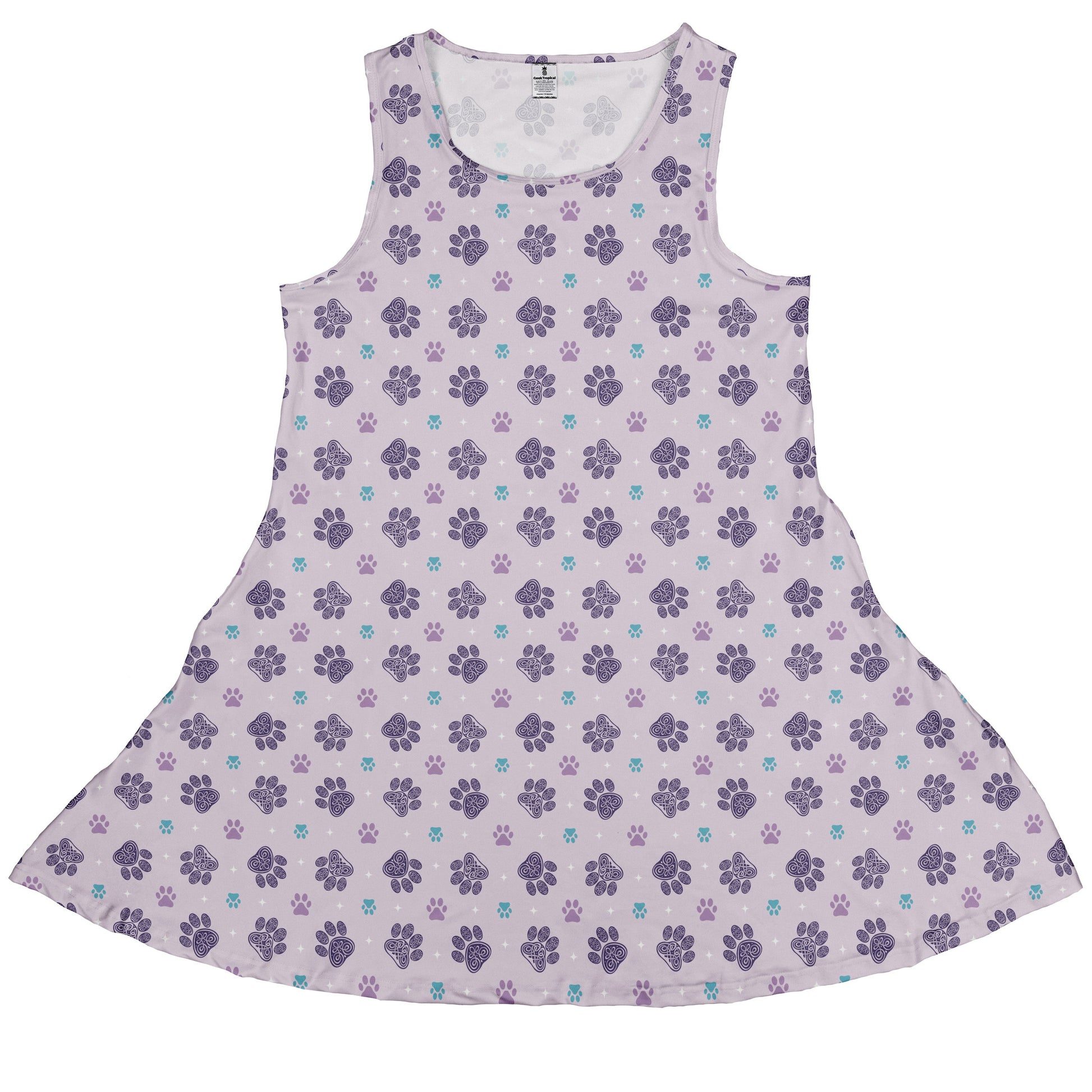 Celtic Knots Paws Lilac Sleeveless Dress front