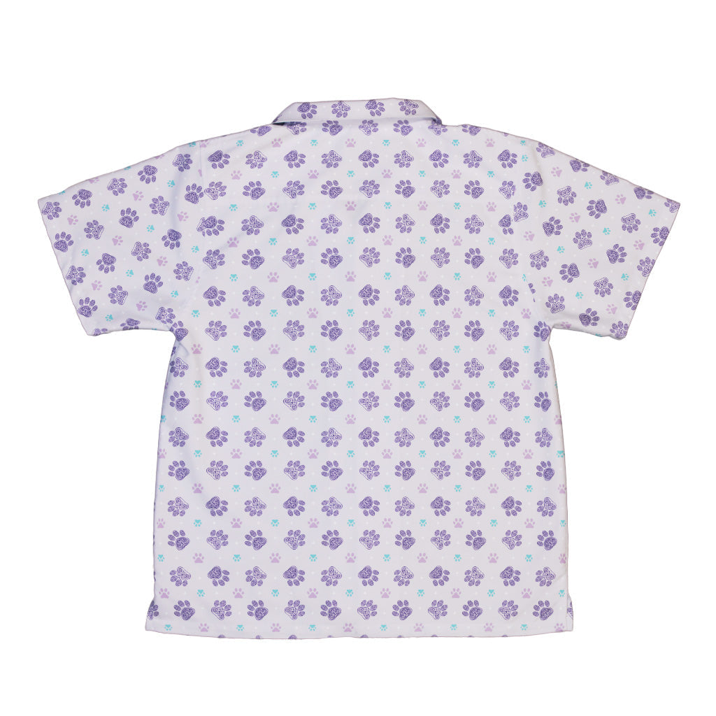 Celtic Knots Paws Lilac Youth Hawaiian Shirt Back