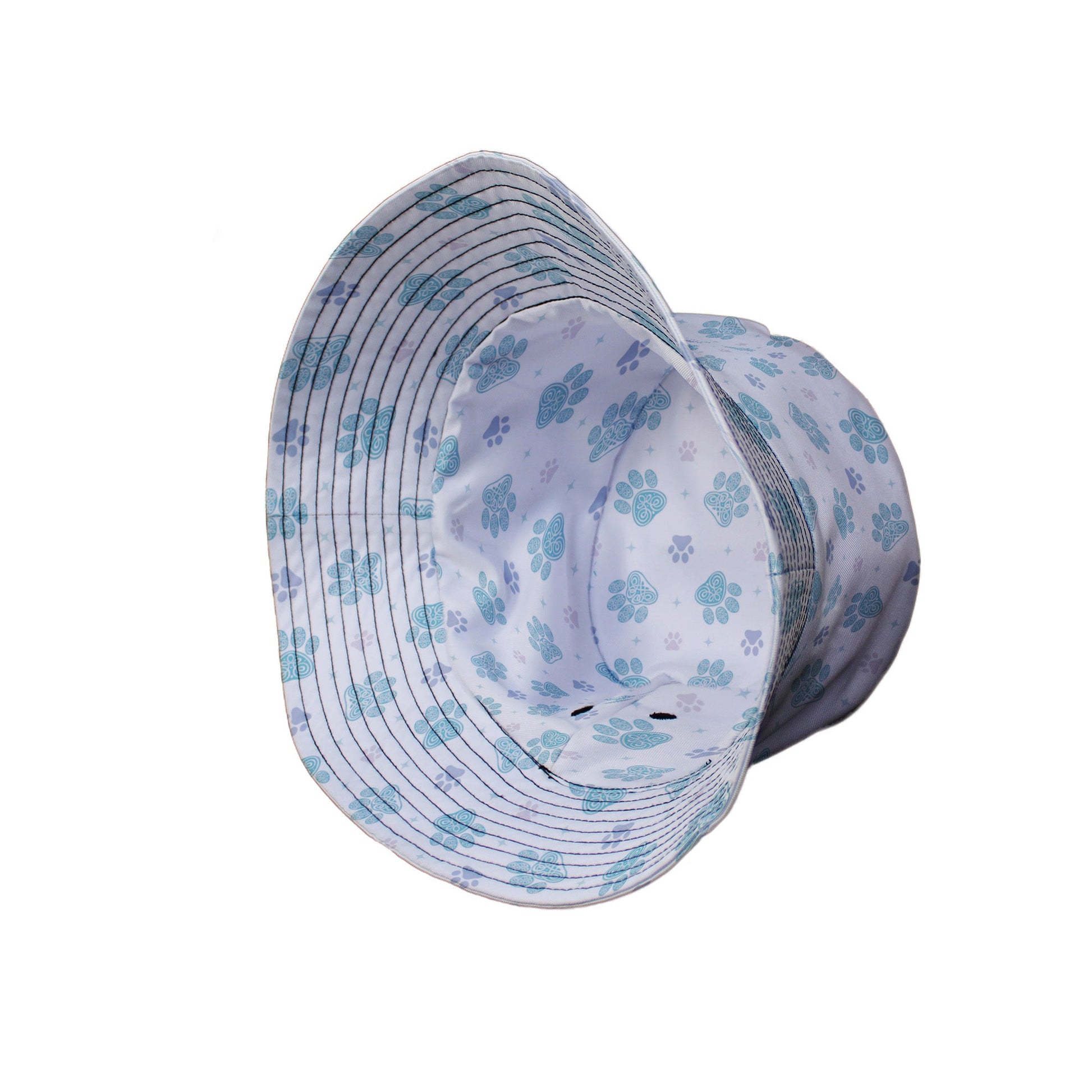 Celtic Knots Paws White Bucket Hat Side View