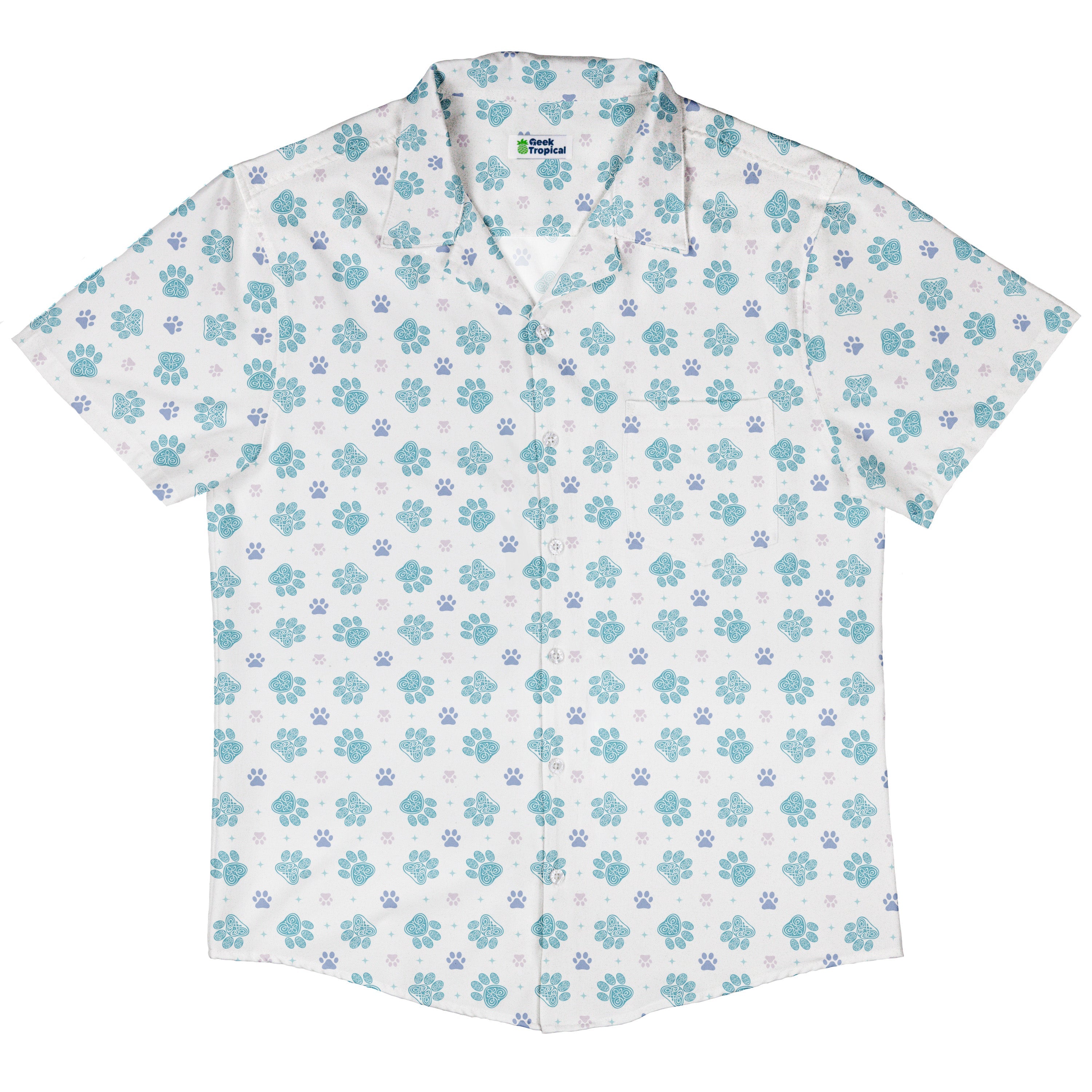 Celtic Knots Paws White Button Up Shirt Hawaiian Front