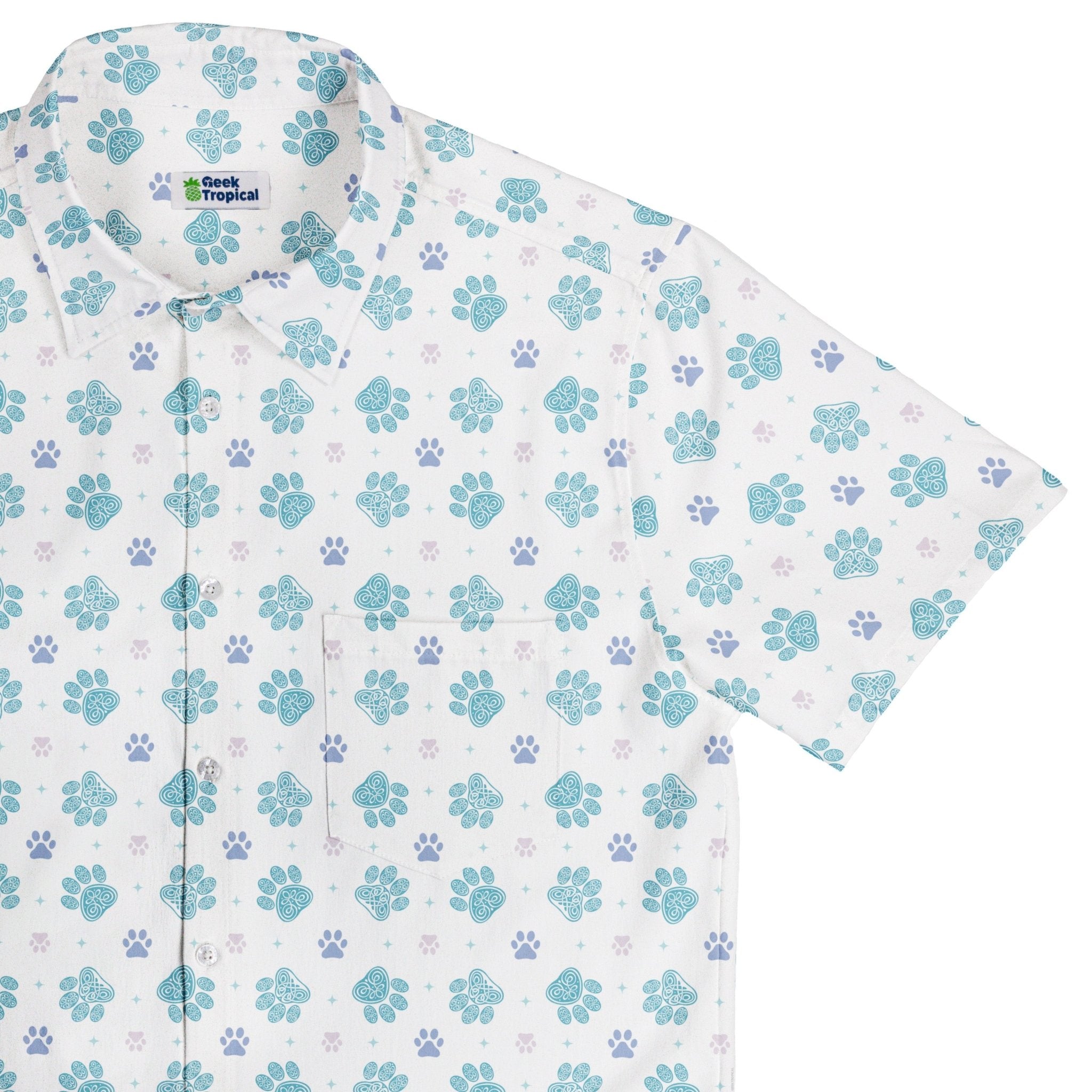 Celtic Knots Paws White Button Up Shirt 1