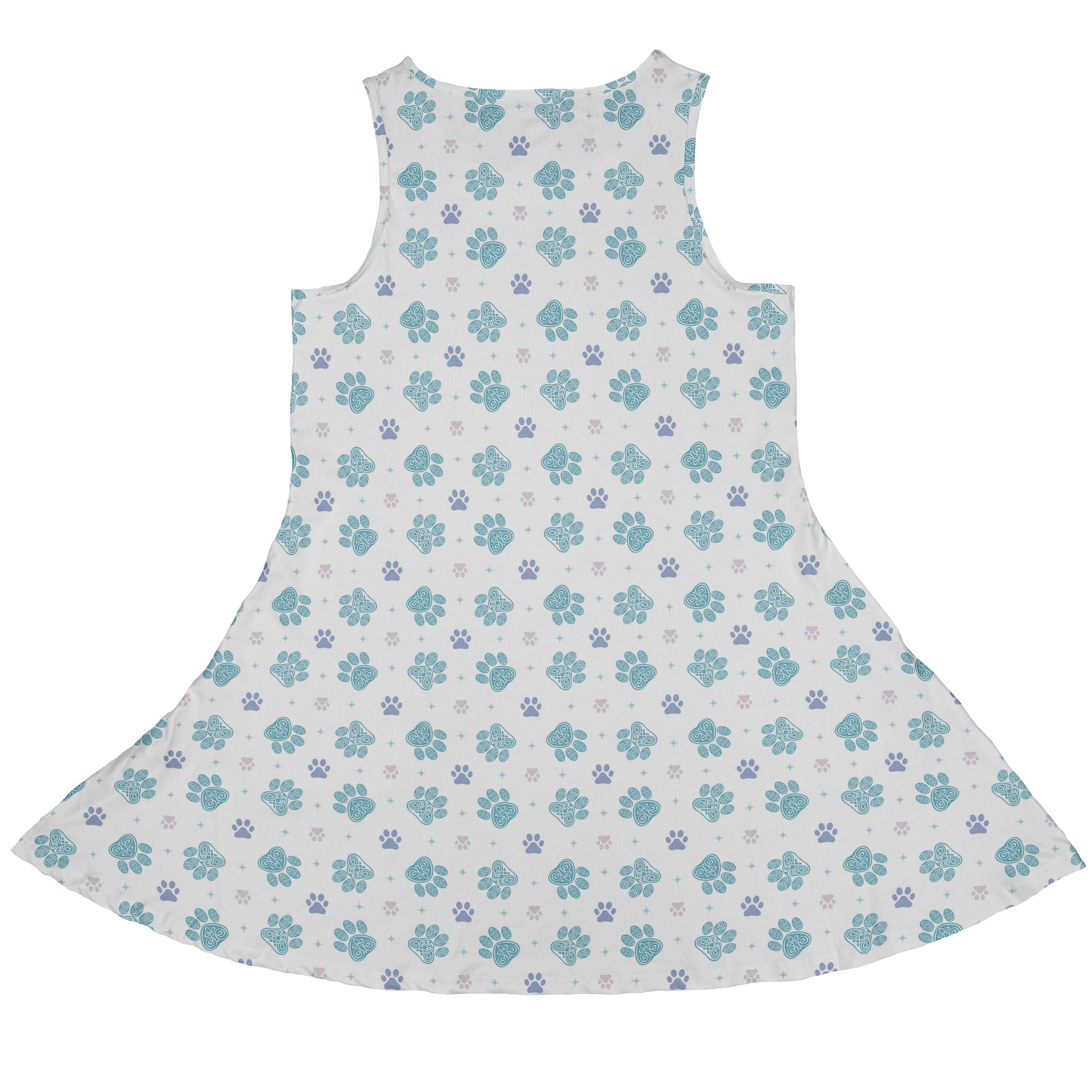 Celtic Knots Paws White Sleeveless Dress back