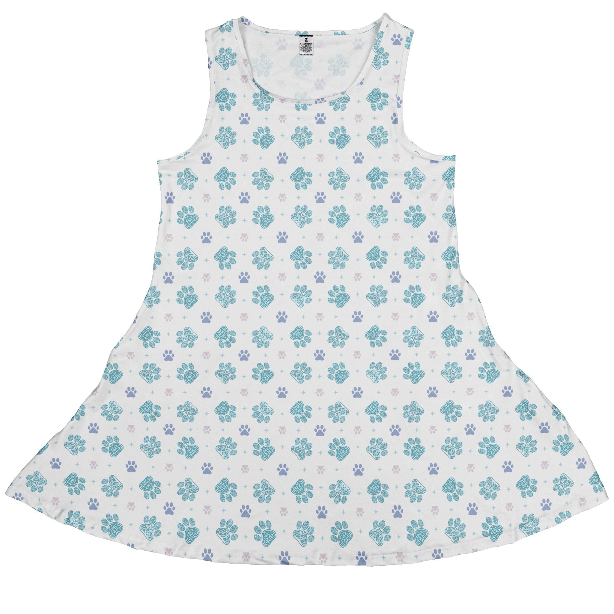 Celtic Knots Paws White Sleeveless Dress 1