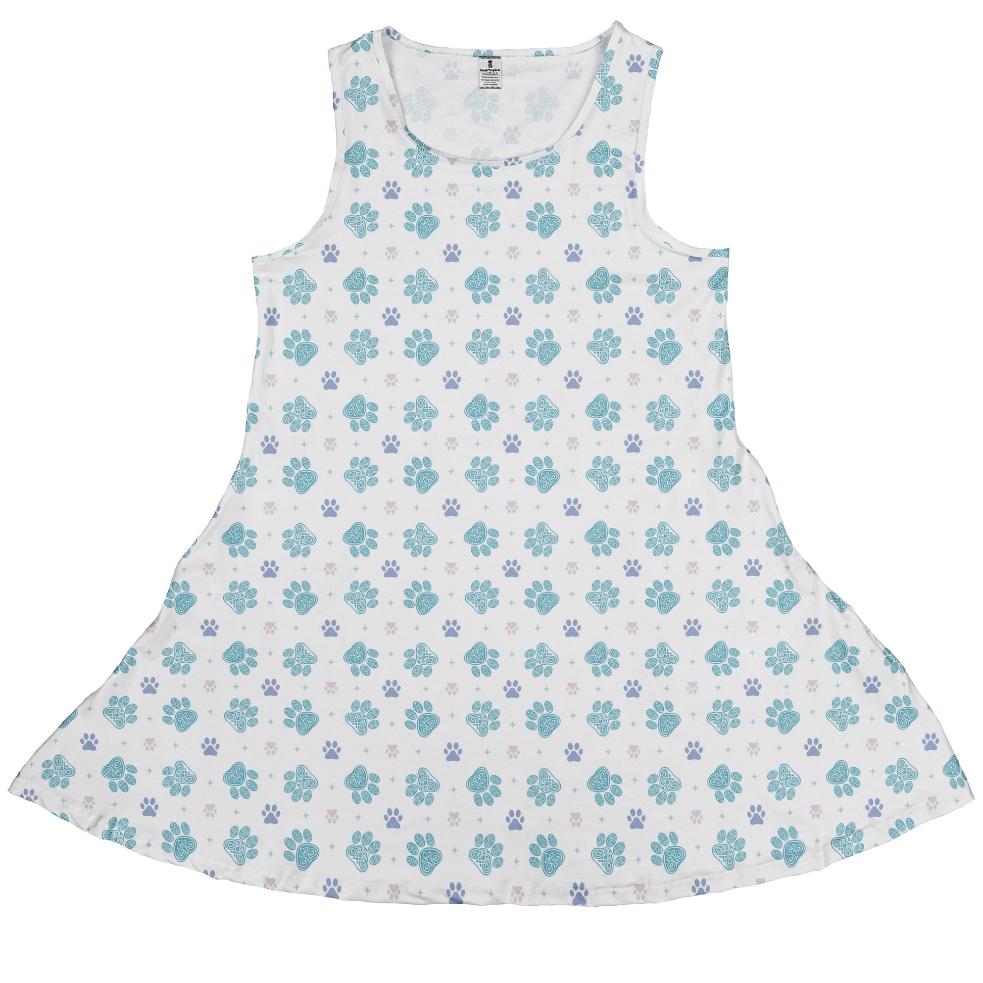 Celtic Knots Paws White Sleeveless Dress front