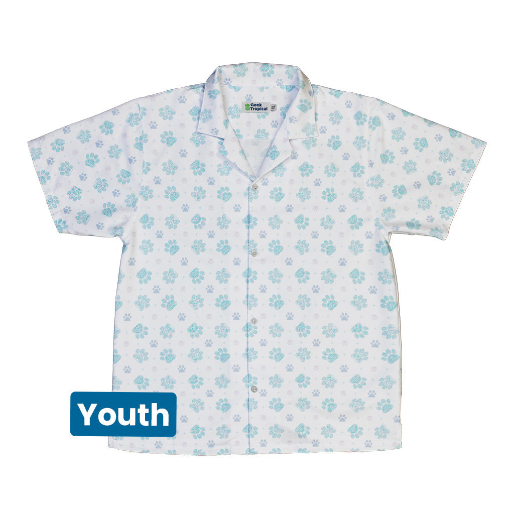 Celtic Knots Paws White Youth Hawaiian Shirt Front