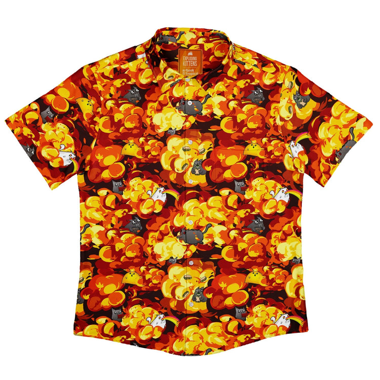 Chaotic Exploding Kittens Button Up Shirt - adult sizing - Animal Patterns - board game print