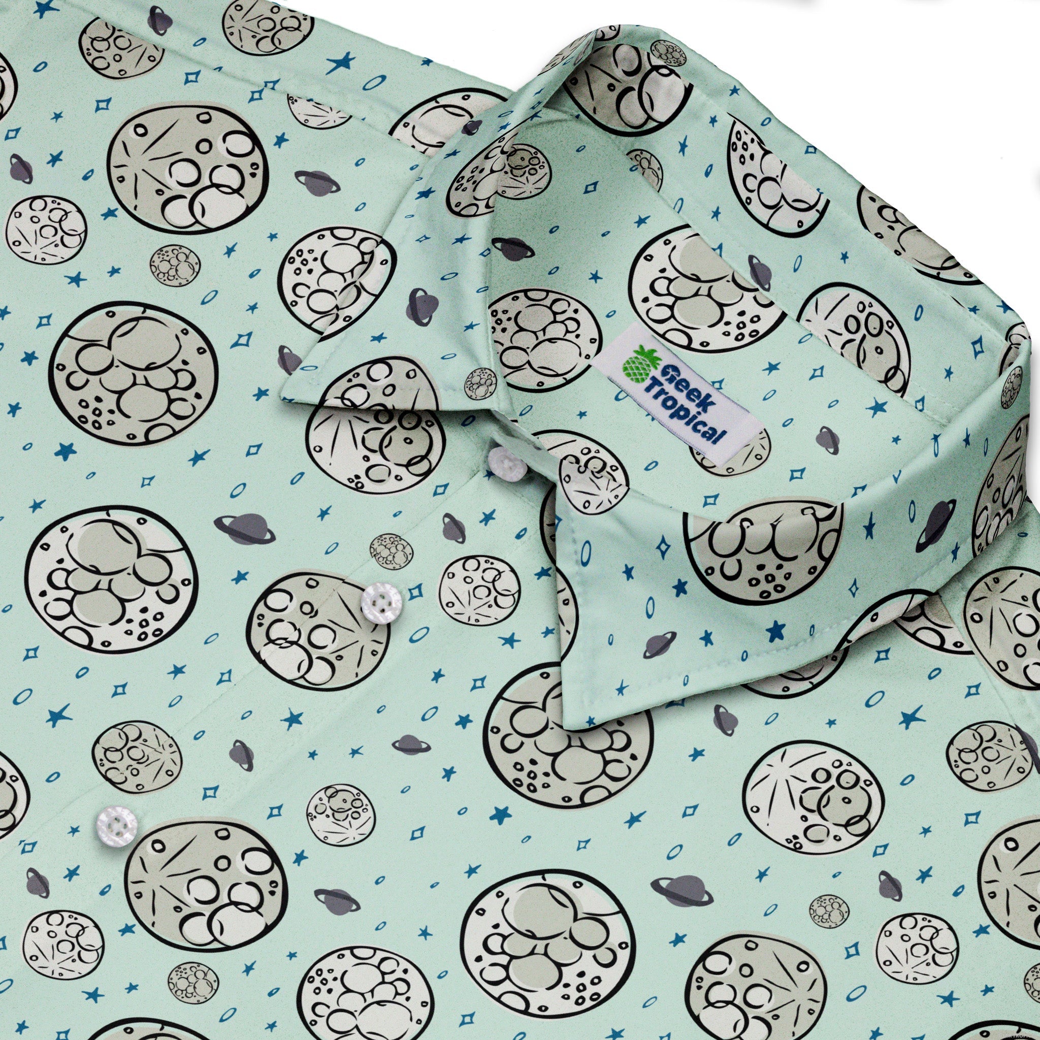 Cheesy Moon Button Up Shirt Geek Nerd adult sizing Design by Zirkus Design funny prints