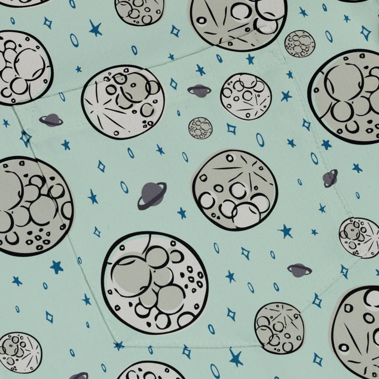 Cheesy Moon Button Up Shirt Geek Nerd adult sizing Design by Zirkus Design funny prints