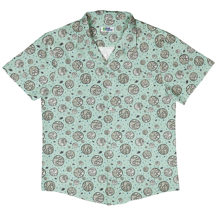 Cheesy Moon Button Up Shirt Geek Nerd adult sizing Design by Zirkus Design funny prints