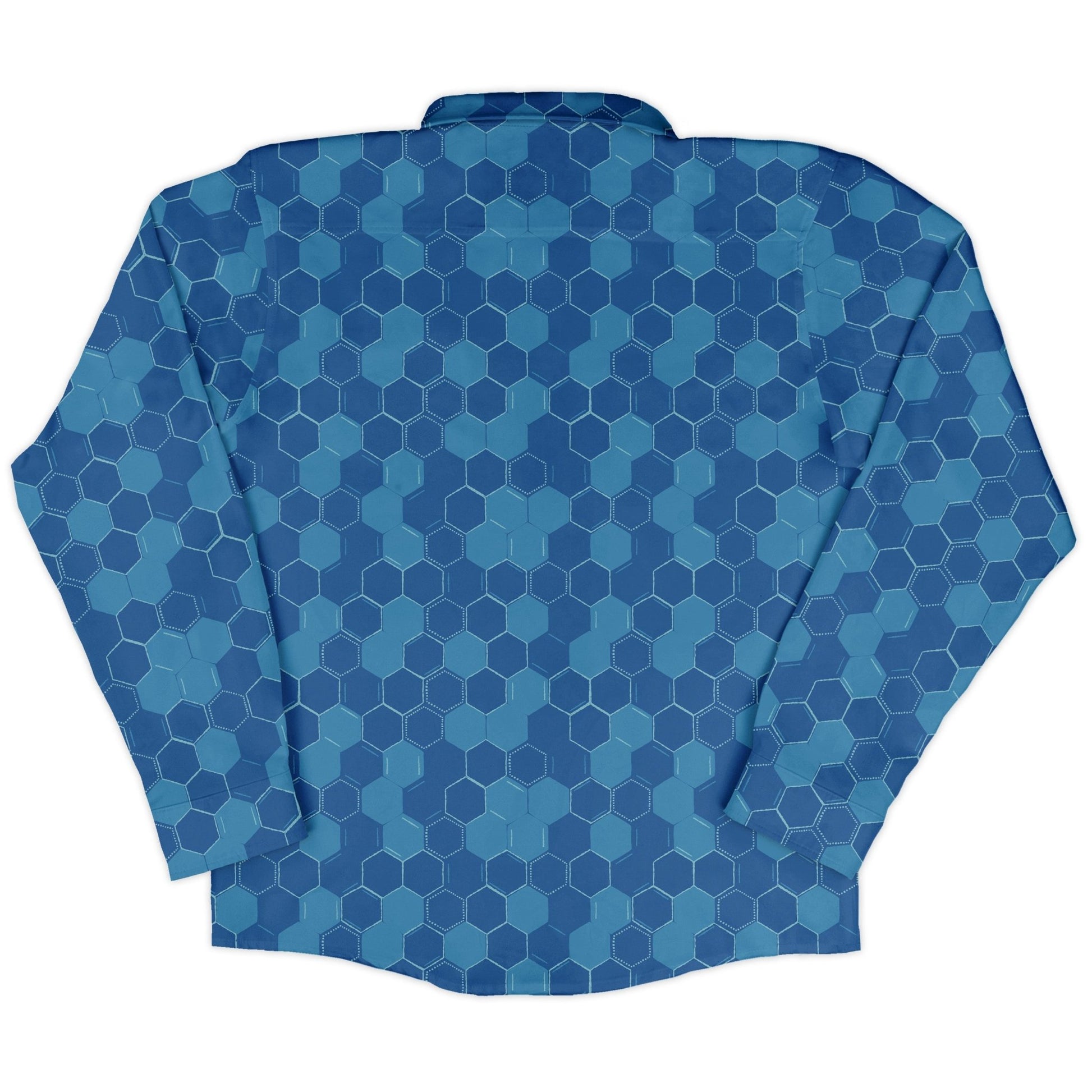 Chemistry Set Hexagon Long Sleeve Button Up Shirt Geek Nerd adult sizing Design by Zirkus Design FLOW DESC WRITING
