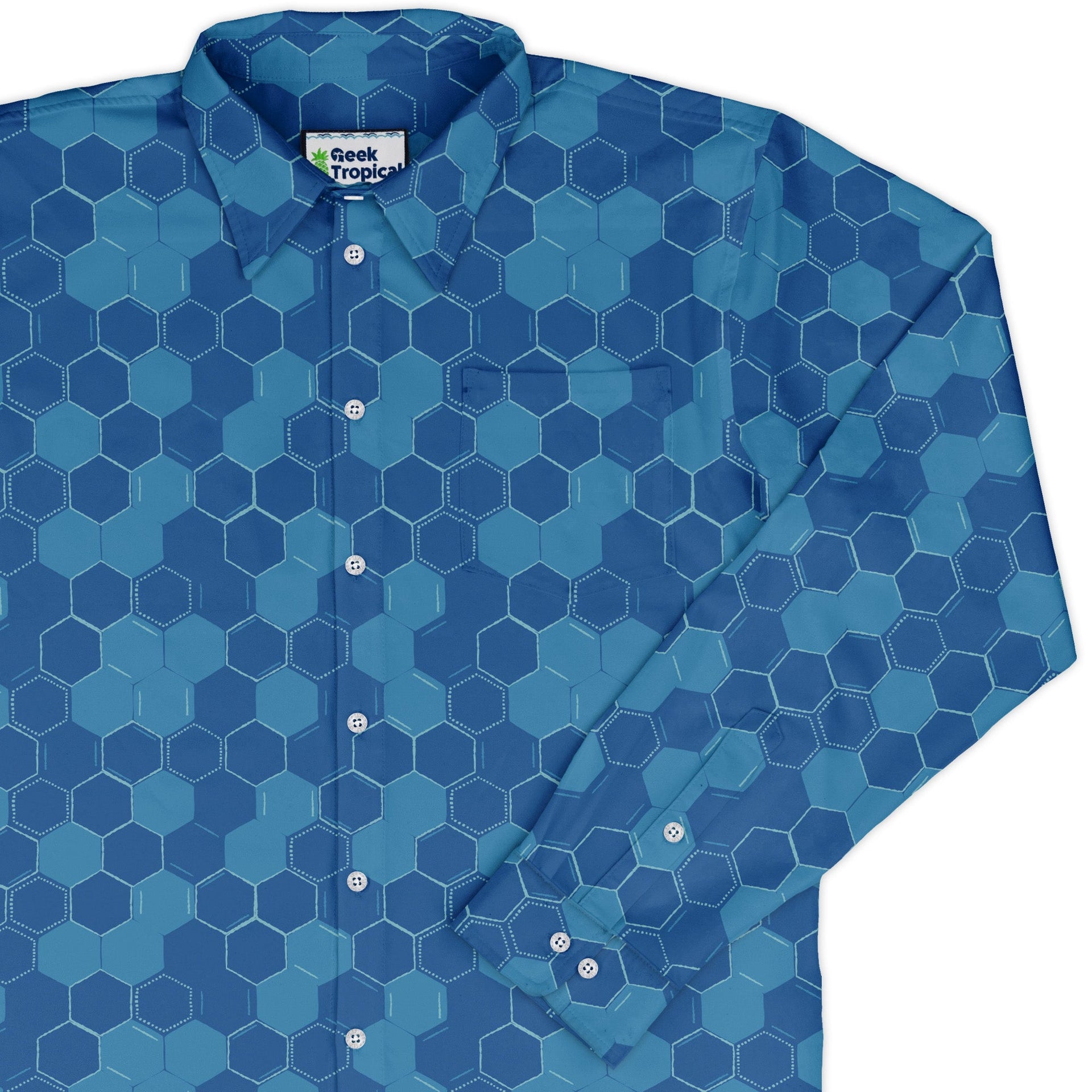 Chemistry Set Hexagon Long Sleeve Button Up Shirt