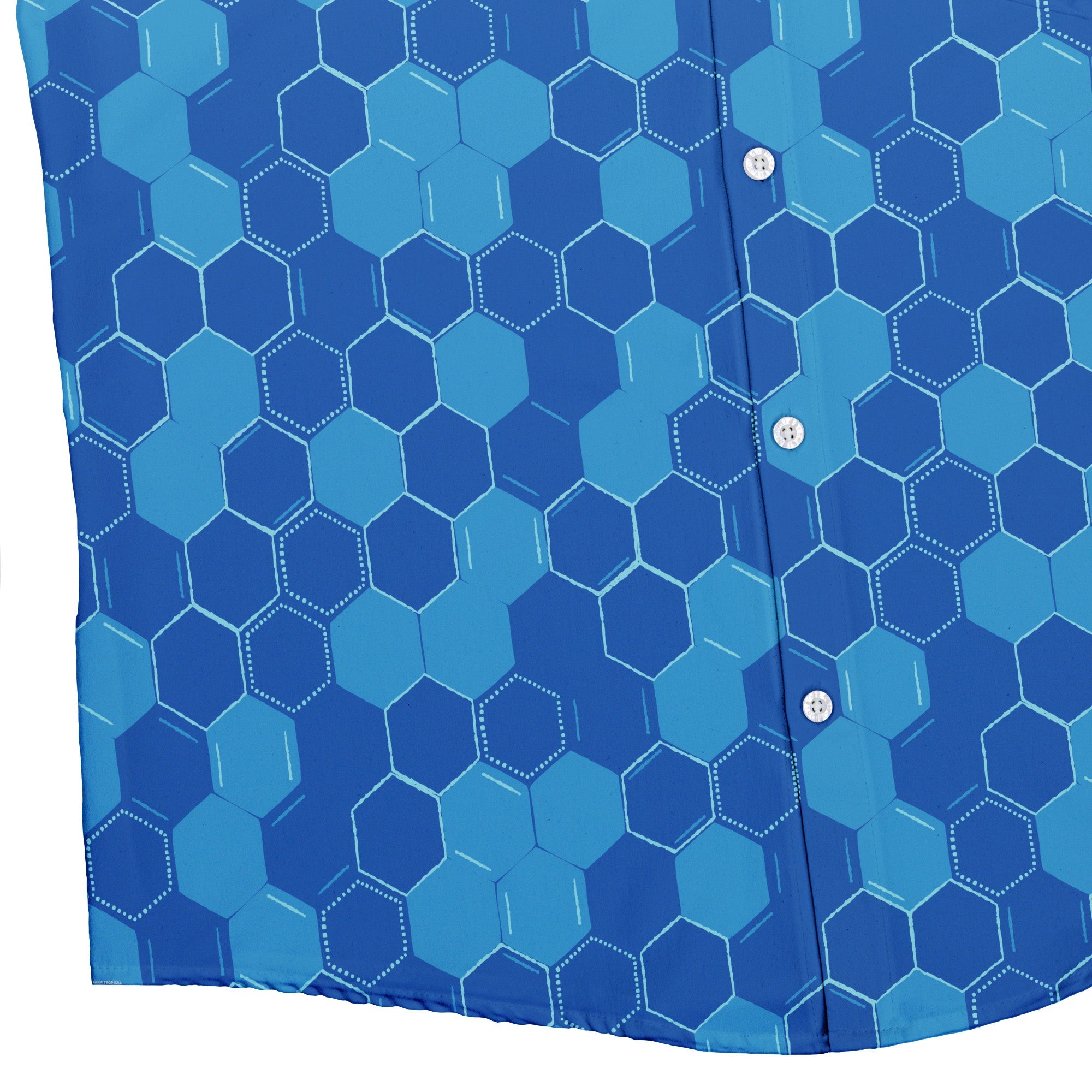 blue hexagon dress shirt White & Blue Hexagon Dress Shirt 3XL