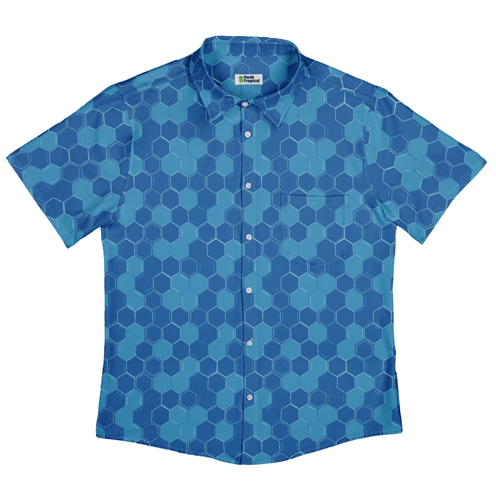 Chemistry Set Hexagon Button Up Shirt Geek Nerd adult sizing Design by Zirkus Design q225