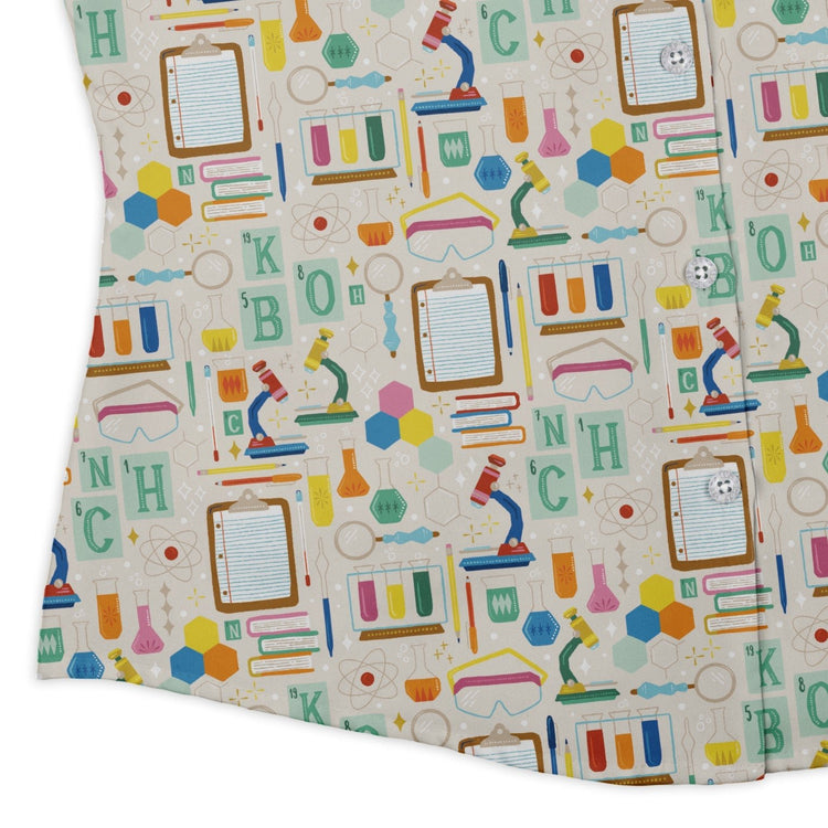 Chemistry Tool Set Curvy Button Up Shirt Geek Nerd Design by Zirkus Design q225 science print