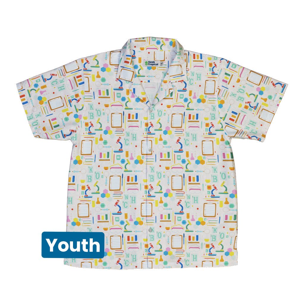 Chemistry Tool Set Youth Hawaiian Shirt Geek Nerd Design by Zirkus Design q225 science print
