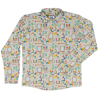 Chemistry Tool Set Long Sleeve Button Up Shirt Geek Nerd adult sizing Design by Zirkus Design FLOW DESC WRITING