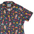 Chess Colorful Chess Pieces Blue Curvy Button Up Shirt Geek Nerd board game print Maximalist Patterns women