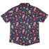 Chess Colorful Chess Pieces Blue Button Up Shirt - adult sizing - board game print - Maximalist Patterns