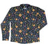 Chess Colorful Pieces Board Blue Long Sleeve Button Up Shirt Geek Nerd adult sizing board game print