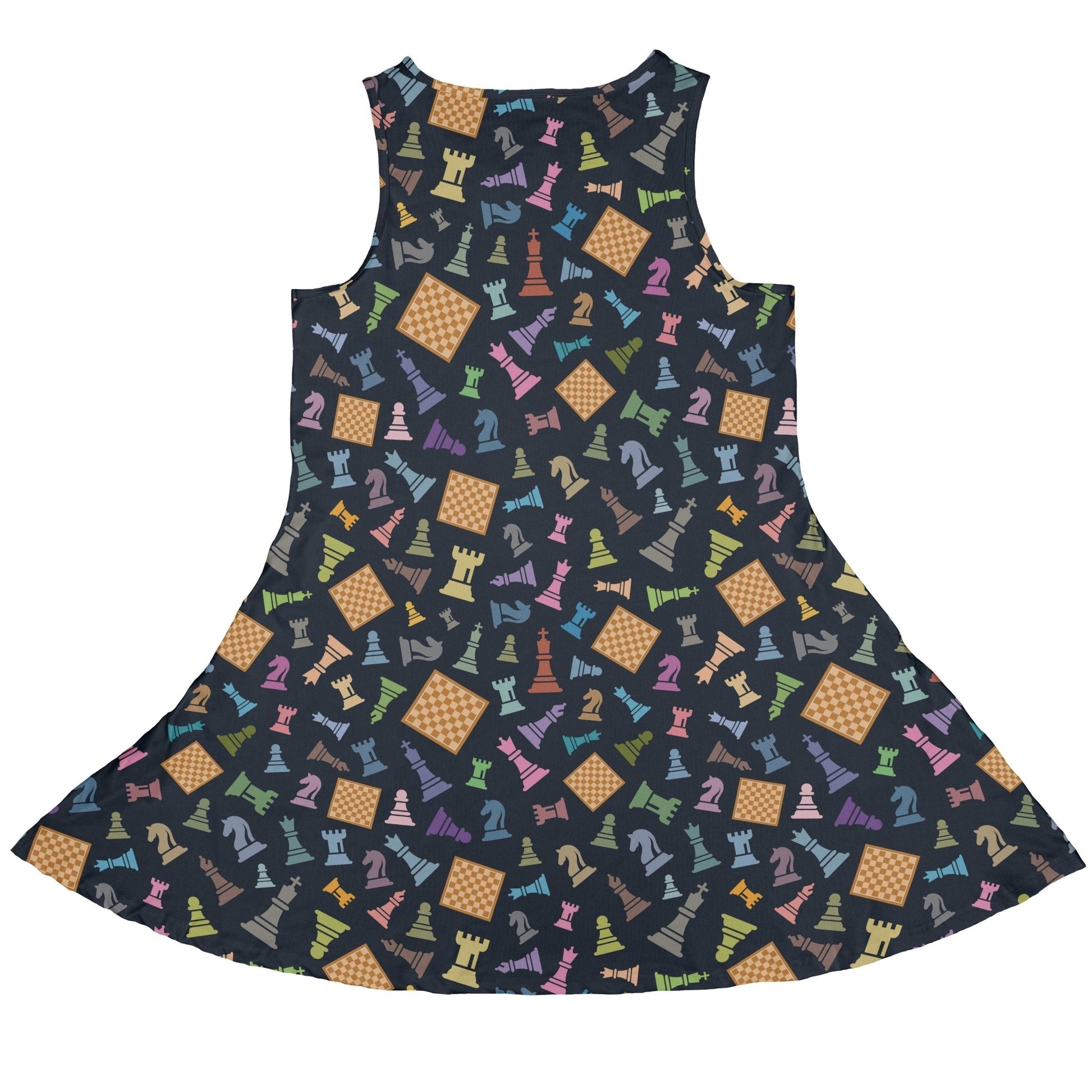 Chess Colorful Pieces Board Blue Dress Geek Nerd board game print lx - C