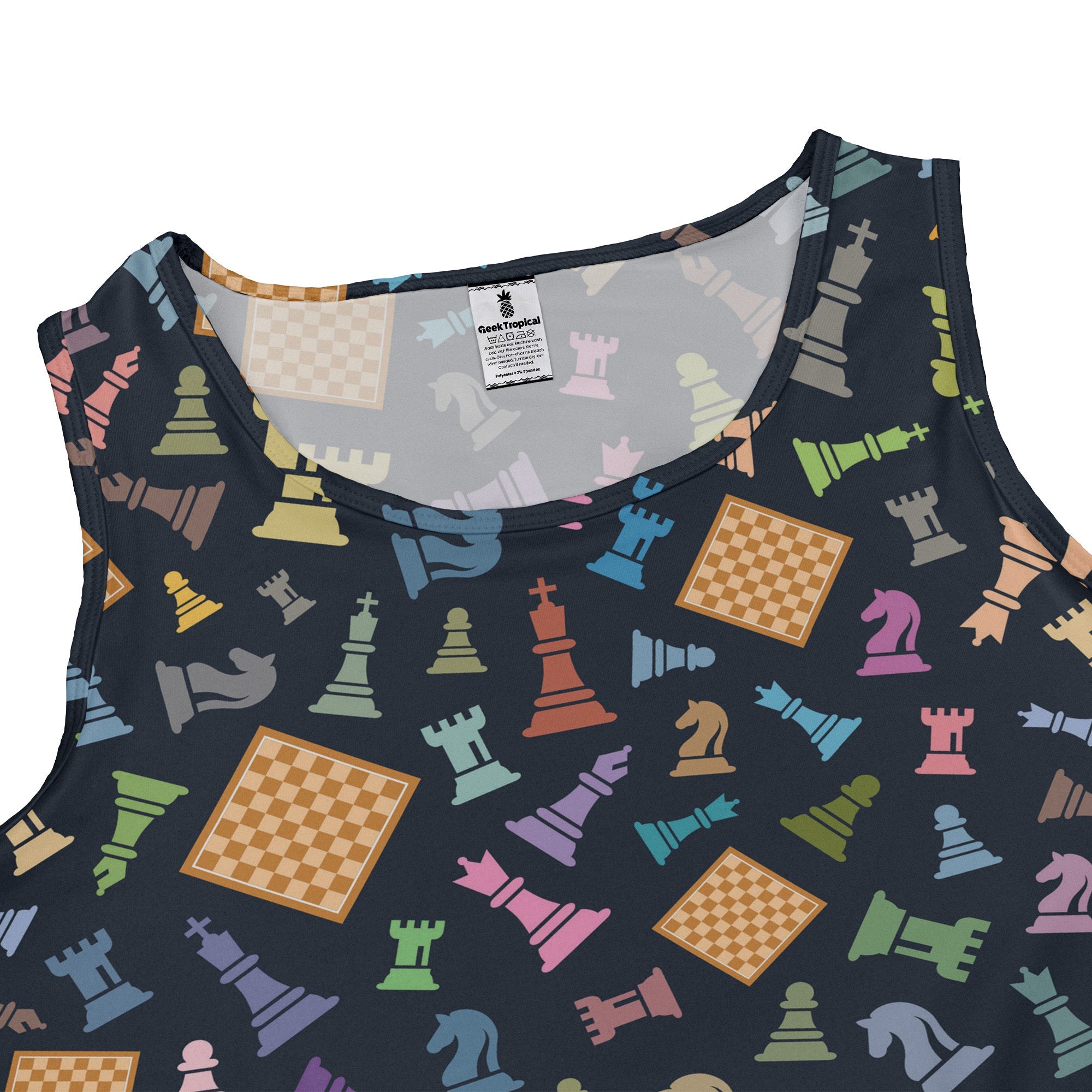 Chess Colorful Pieces Board Blue Dress Geek Nerd board game print lx - C