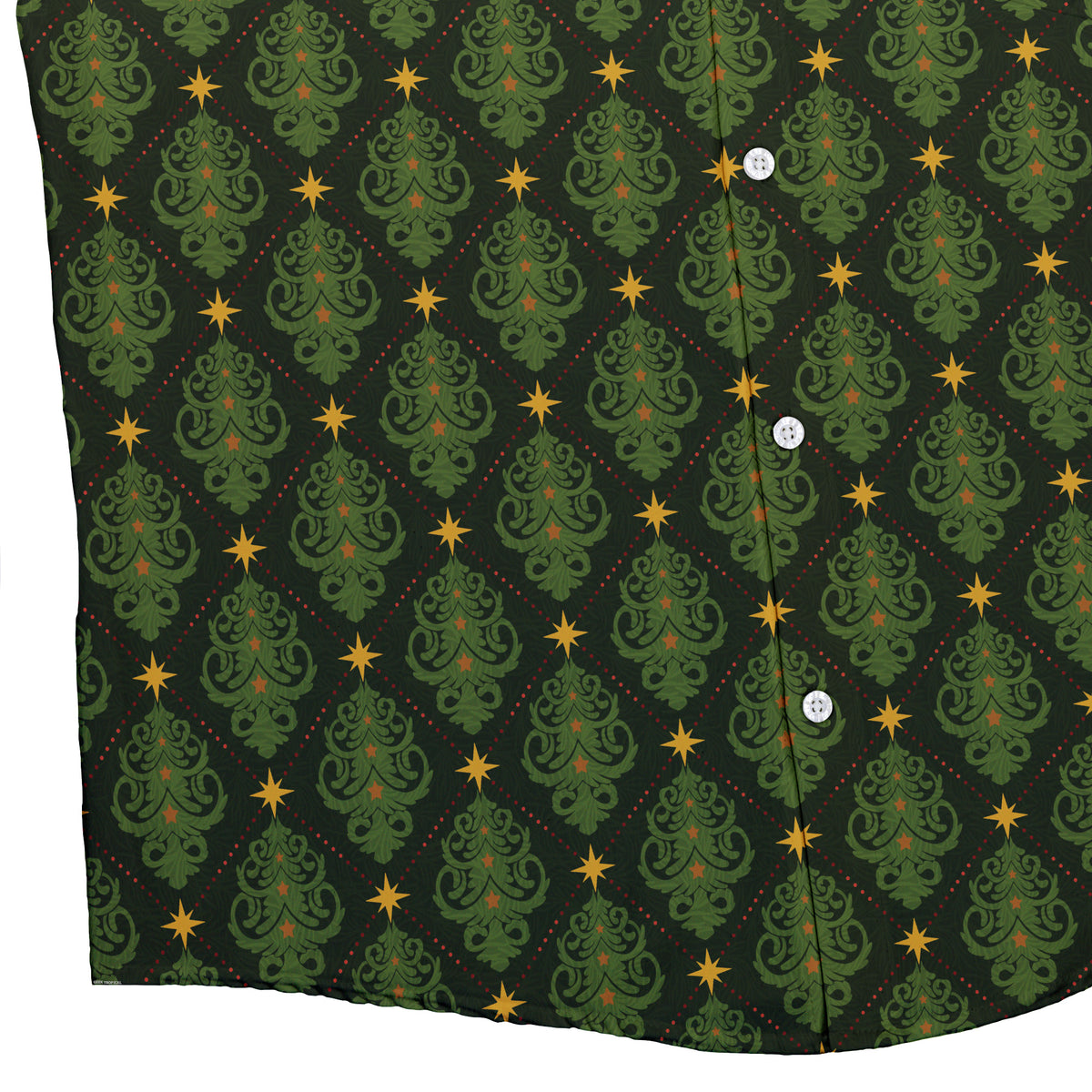 Christmas Cats Tree Button Up Shirt Bottom Corner