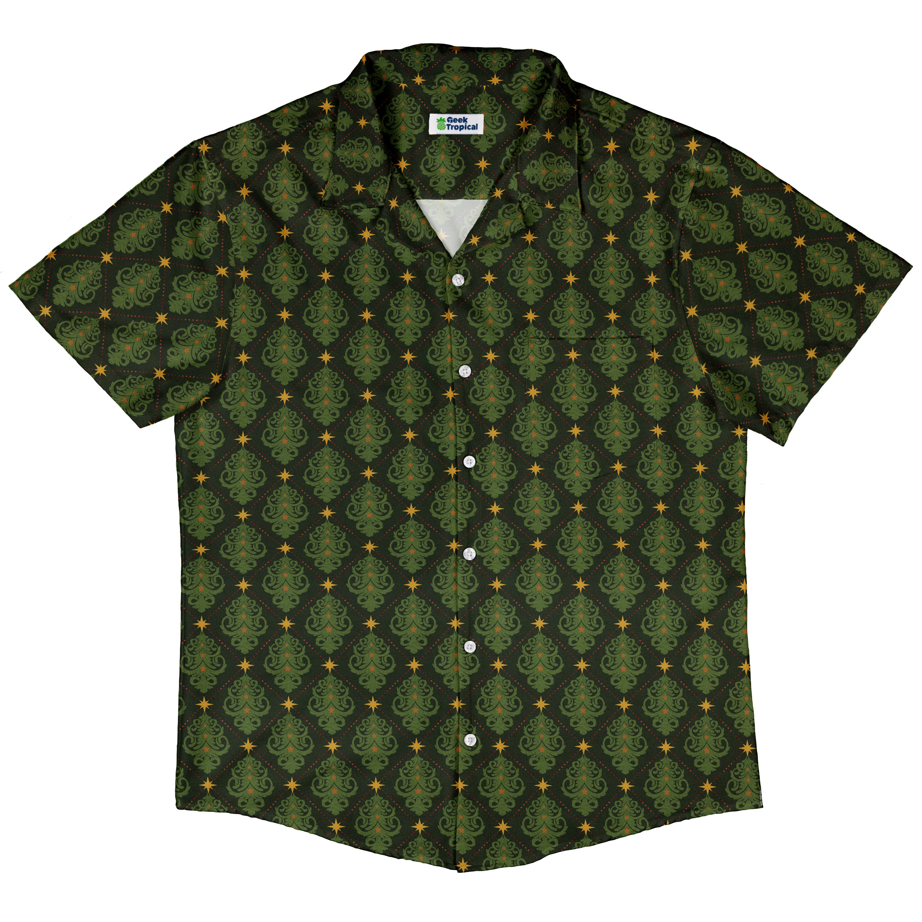 Christmas Cats Tree Button Up Shirt Hawaiian Front