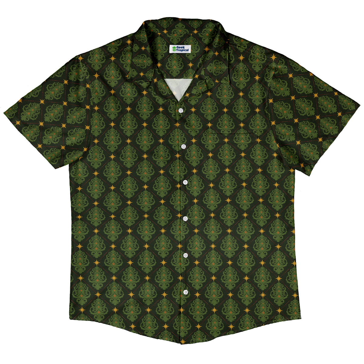 Christmas Cats Tree Button Up Shirt Hawaiian Front