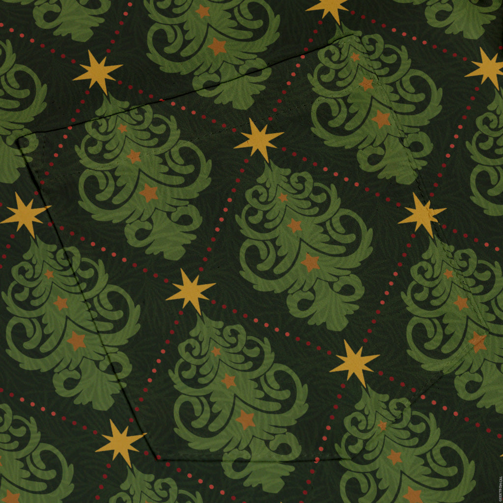 Christmas Cats Tree Button Up Shirt Pocket