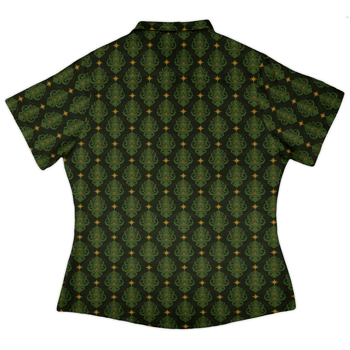 Christmas Cats Tree Curvy Button Up Shirt womens back
