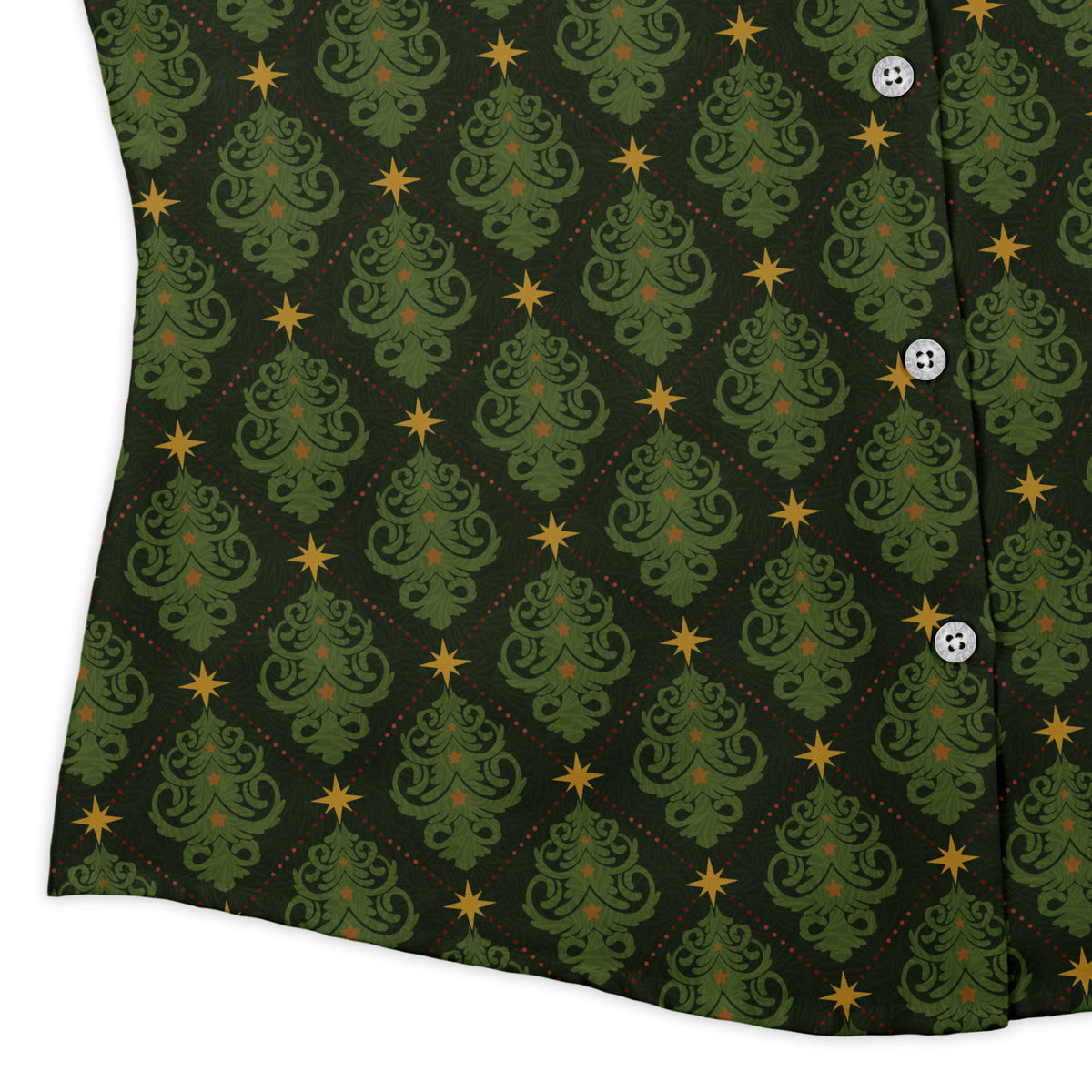 Christmas Cats Tree Curvy Button Up Shirt womens corner