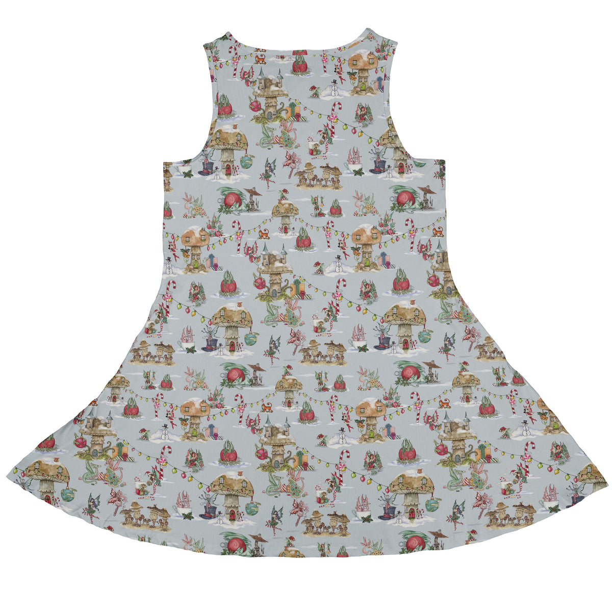 Christmas Fairy Village Sleeveless Dress back