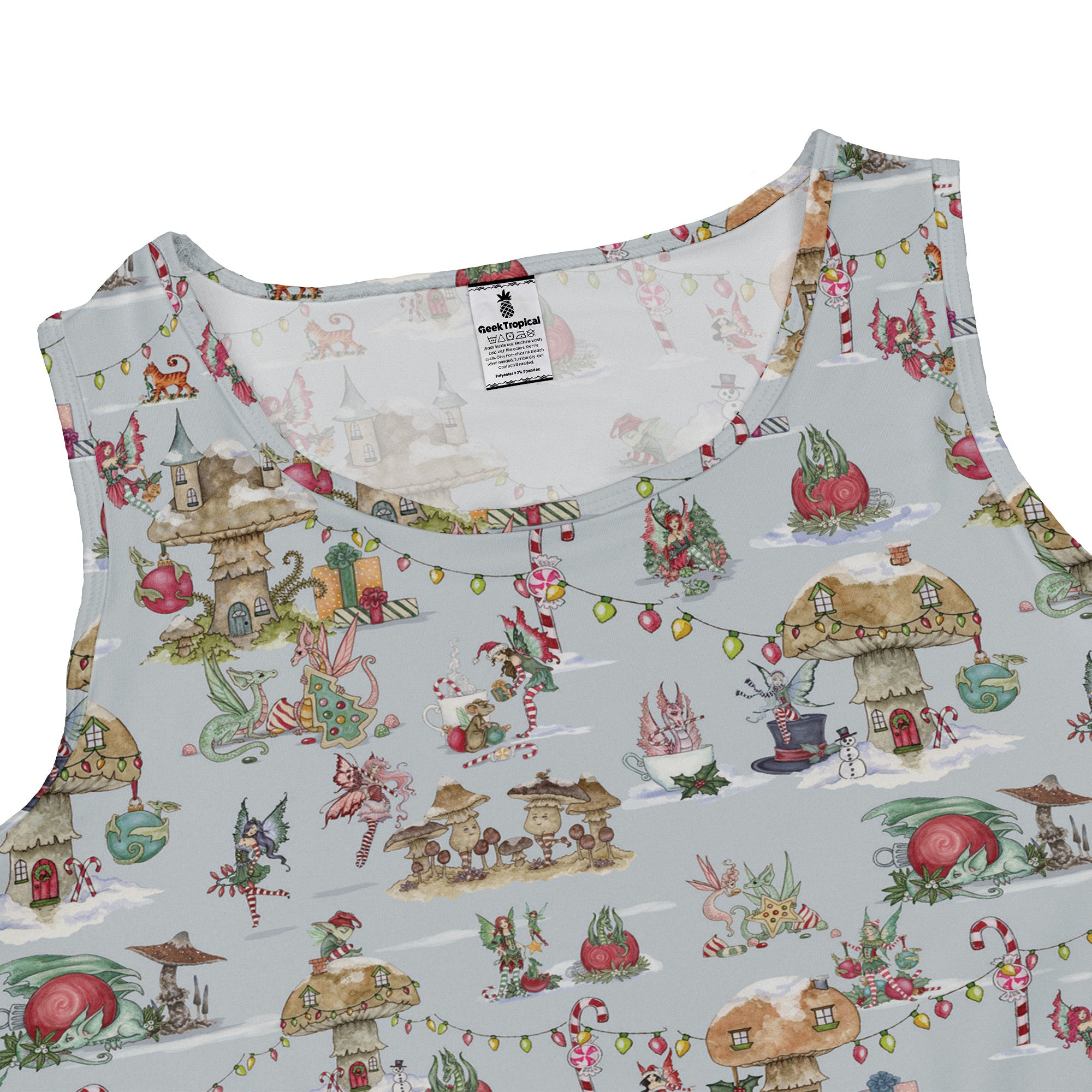 Christmas Fairy Village Sleeveless Dress close front