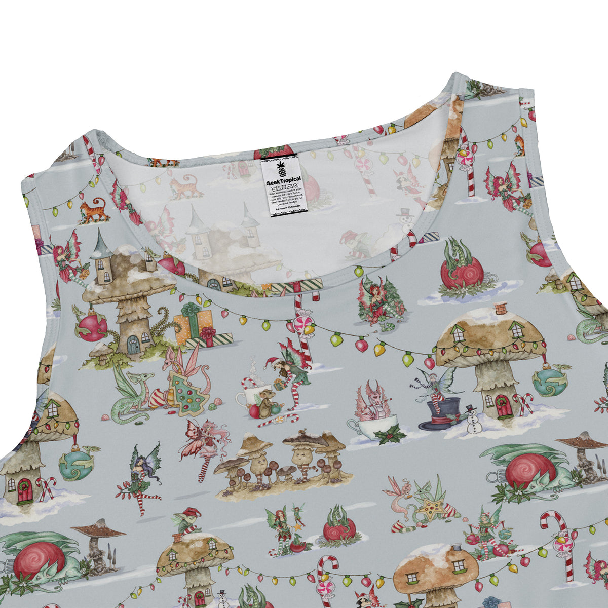 Christmas Fairy Village Sleeveless Dress close front