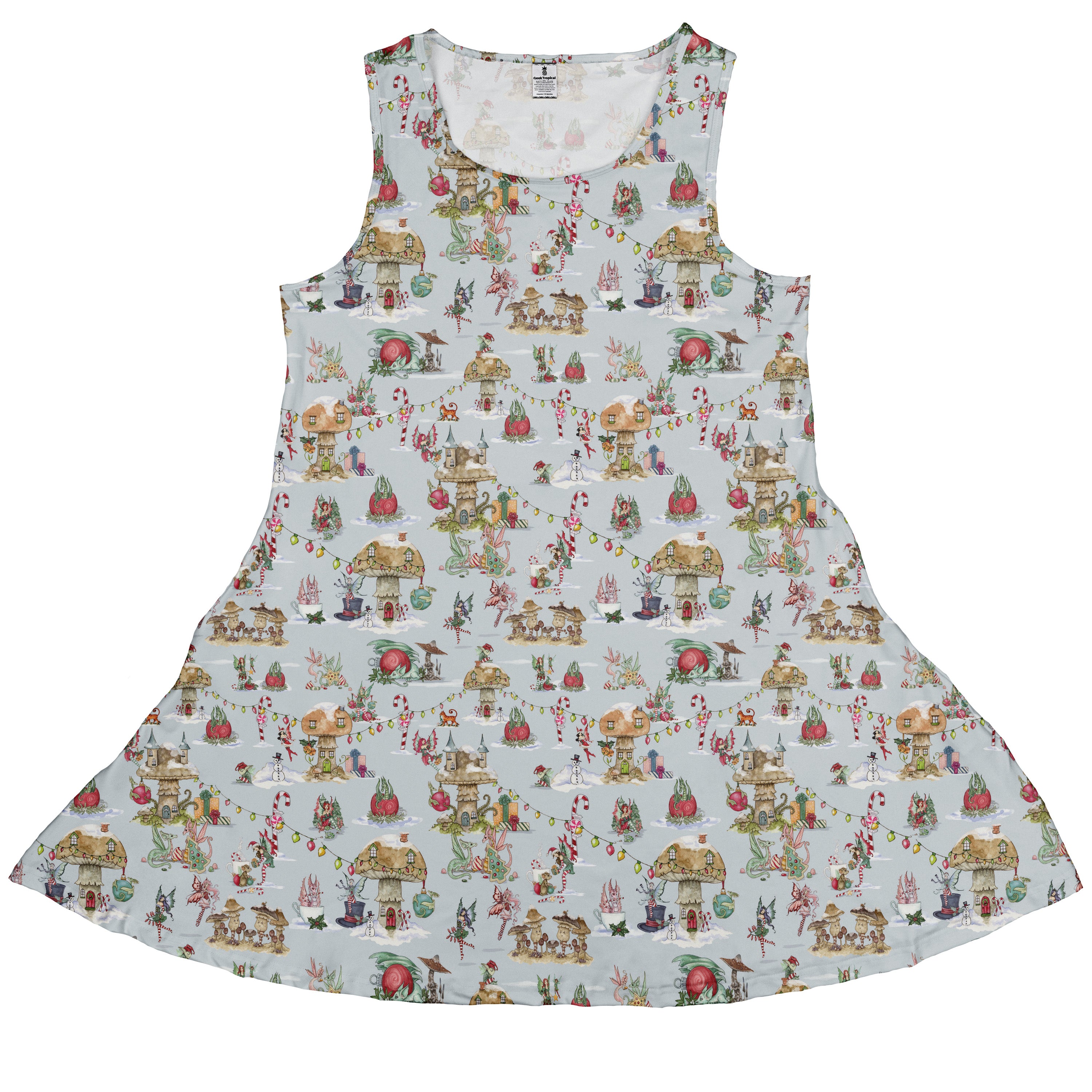 Christmas Fairy Village Sleeveless Dress front