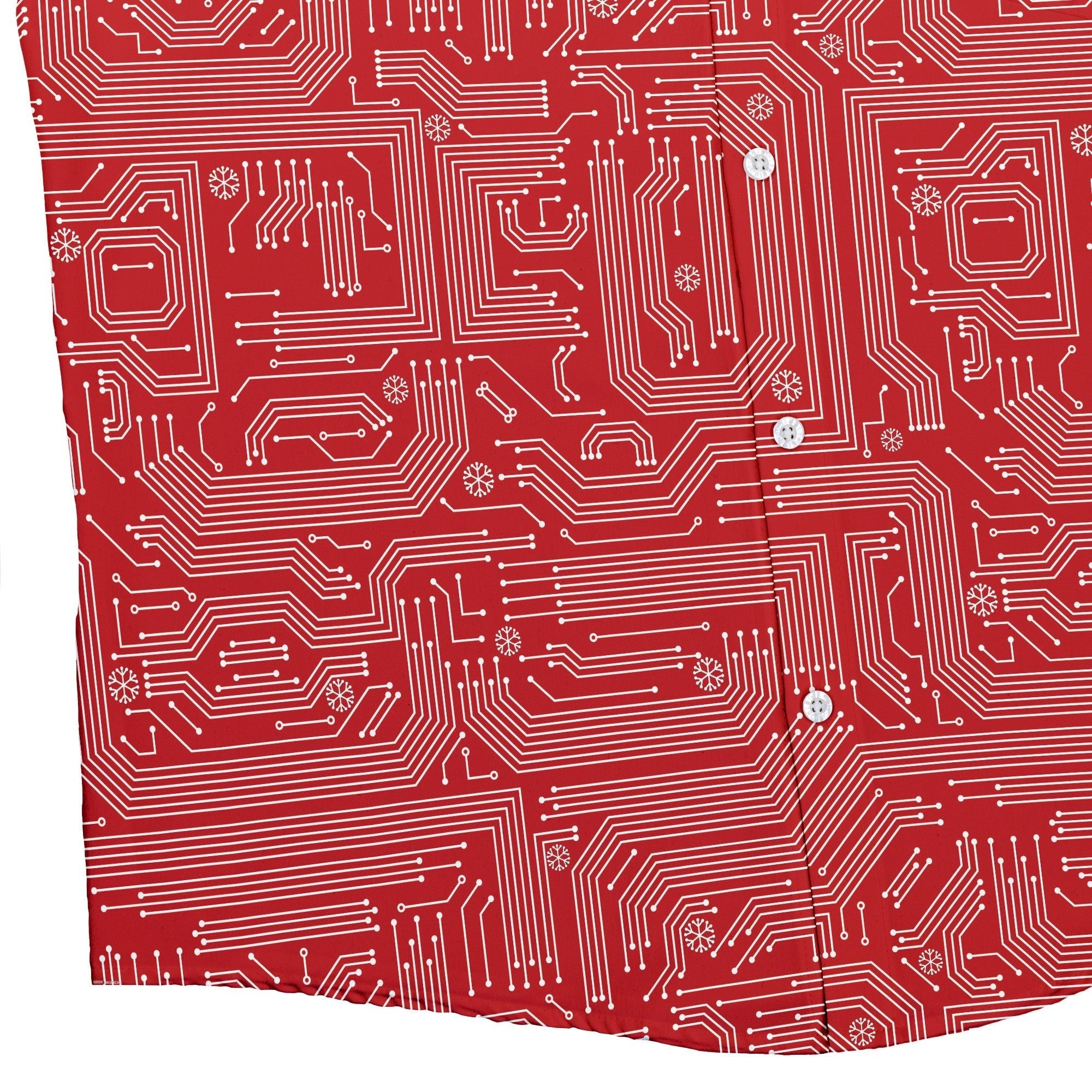 Christmas Red Computer Circuit Board Button Up Shirt Geek Nerd adult sizing Christmas Print