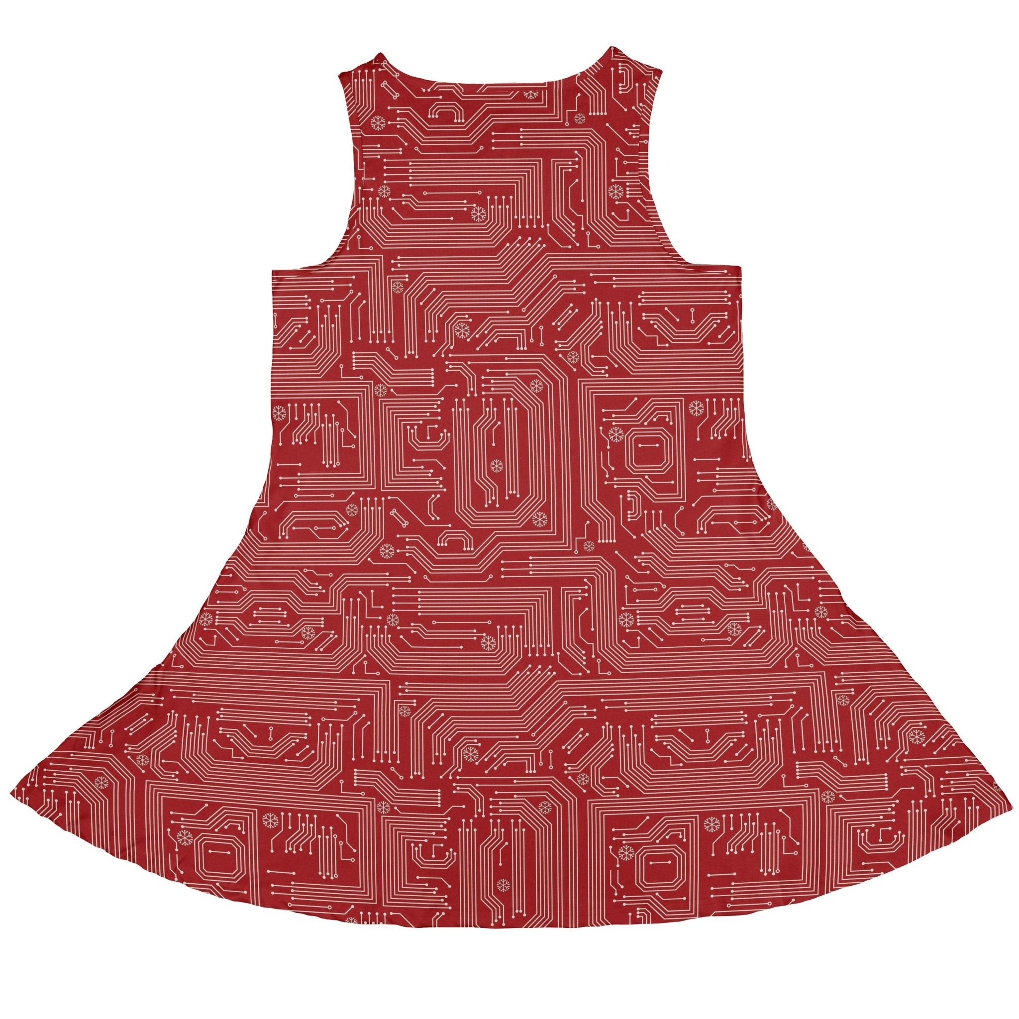 Christmas Red Computer Circuit Board pattern Dress Geek Nerd Christmas Print lx - C q4