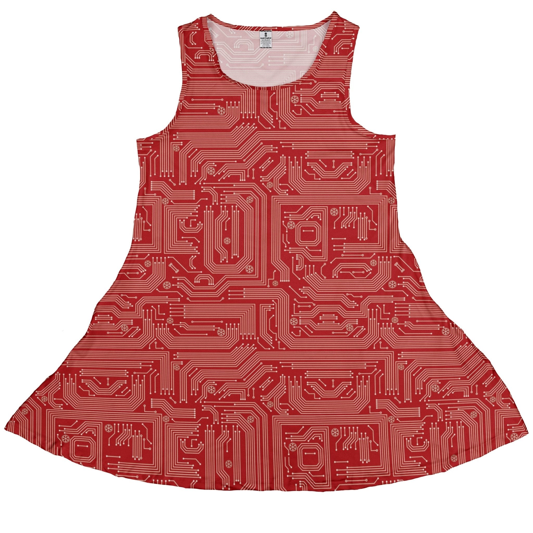 Christmas Red Computer Circuit Board pattern Dress Geek Nerd Christmas Print lx - C q4