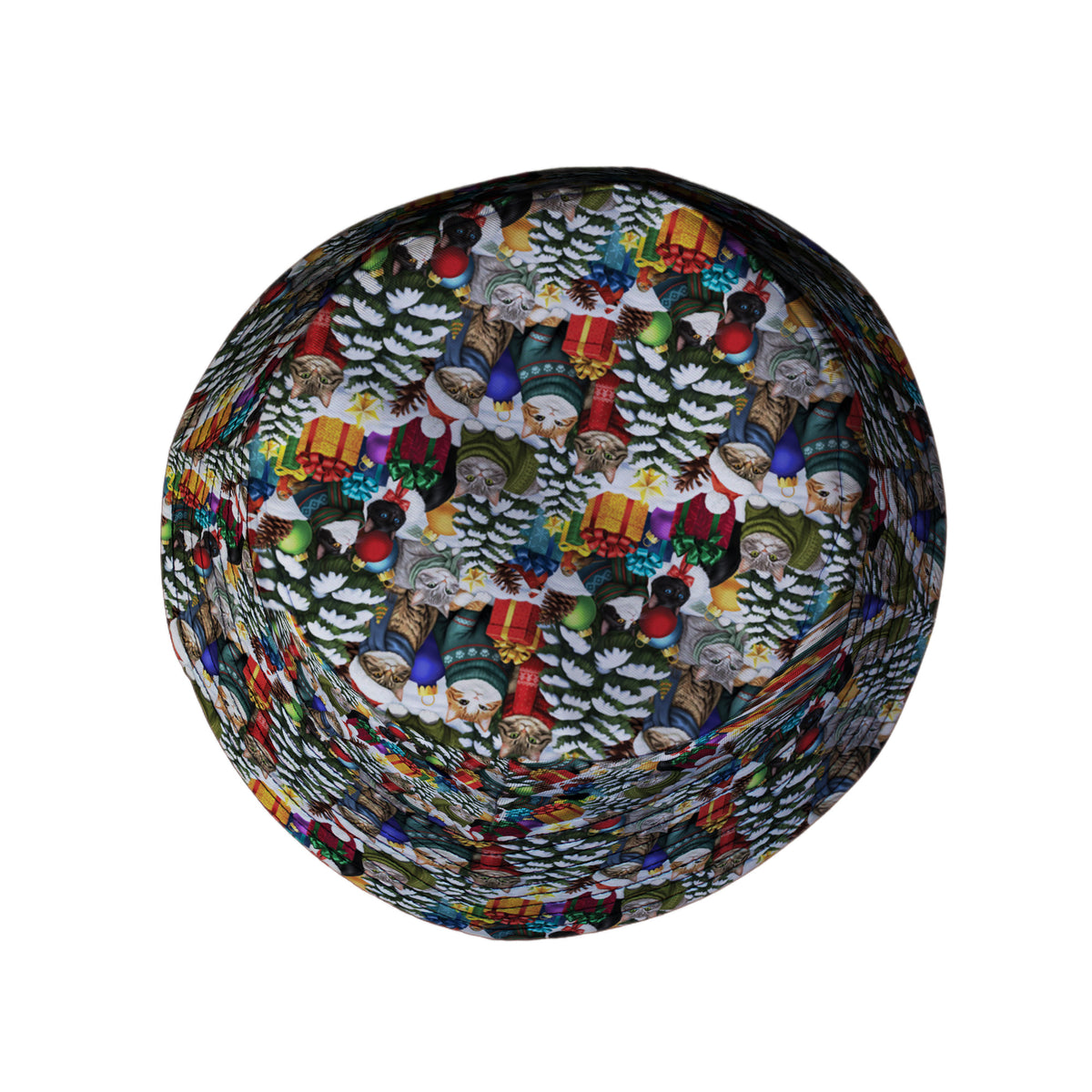 Christmas Sweater Cats Bucket Hat Top View
