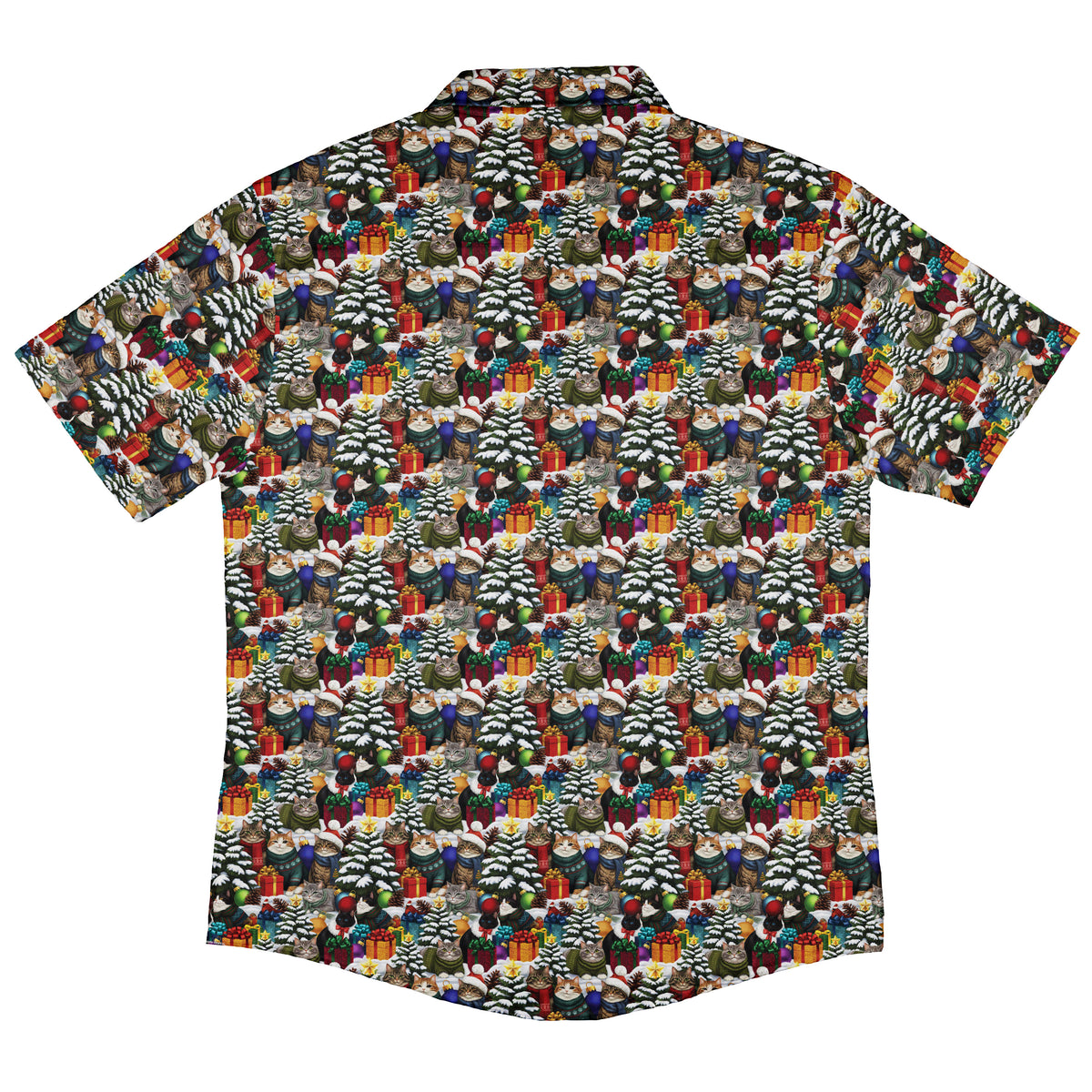 Christmas Sweater Cats Button Up Shirt Back